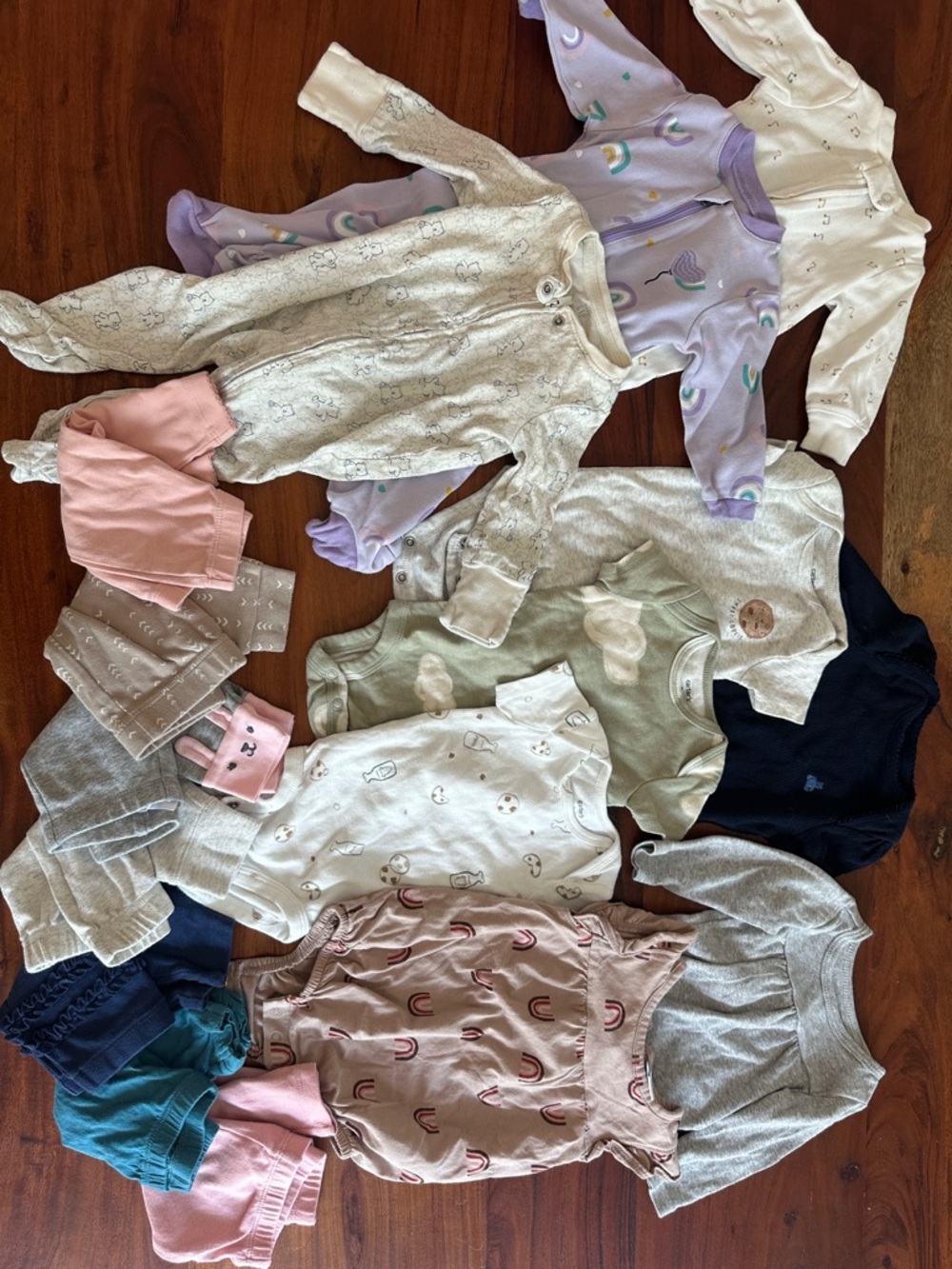 Bundle of 3m Baby Girl Clothes - sleepers, bodysuits, pants